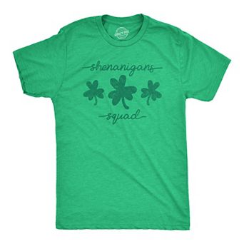 Mens Shenanigans Squad T shirt Funny St Patricks Day Parade Graphic Novelty Tee for Guys