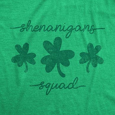 Mens Shenanigans Squad T shirt Funny St Patricks Day Parade Graphic Novelty Tee for Guys