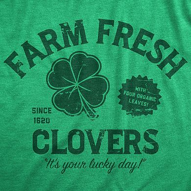Mens Funny T Shirts Farm Fresh Clovers St Patricks Day Novelty Tee for Guys