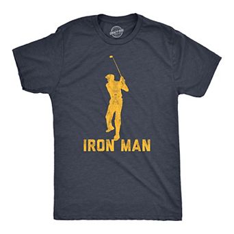 Mens Iron Man T Shirt Funny Fathers Day Golf Clubs Sarcastic Fathers Day Novelty Tee