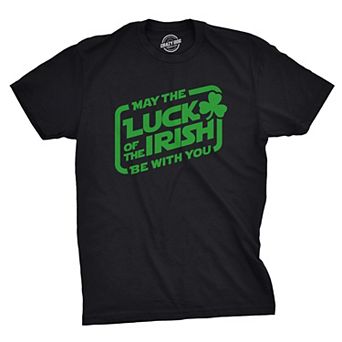 Mens May The Luck of The Irish Be With You T Shirt Funny Saint Patricks Day Tee