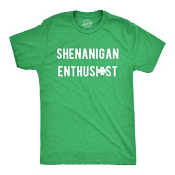 Mens Shenanigan Enthusiast T Shirt Funny St Patricks Day Party Novelty Tee