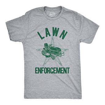 Mens Lawn Enforcement T Shirt Funny Lawnmower Police Cop Tee