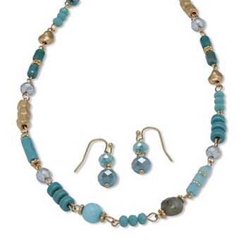 Round Genuine Turquoise Hammered Goldtone Endless Necklace, 36 in