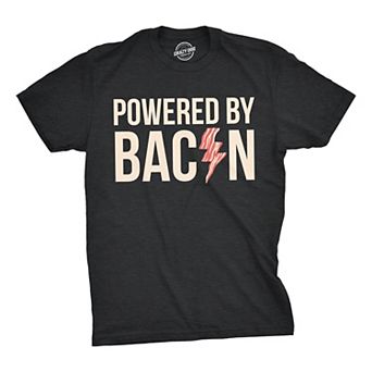 Mens Powered By Bacon T shirt Funny Food Love Apparel Sarcastic Saying Gift