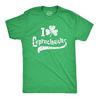 Mens I Clover Leprechauns T Shirt Funny Saint Patricks Day Cool Irish Patty Tee