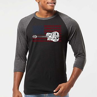 America Rocks - Men's Raglan Baseball Word Art T-Shirt