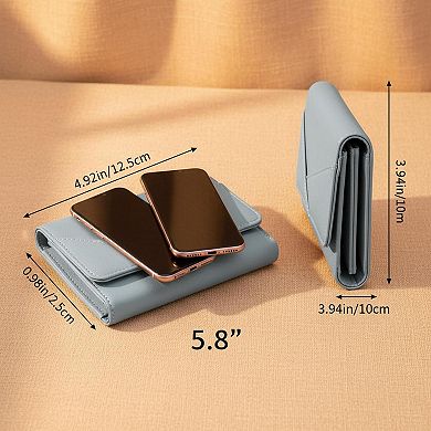 ZUQIETA Small Leather Trifold Wallet RFID Blocking Women Credit Card Holder Zipper Pocket