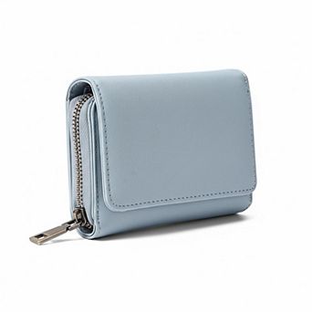 ZUQIETA Small Leather Trifold Wallet RFID Blocking Women Credit Card Holder Zipper Pocket