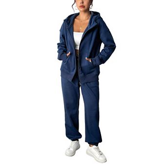 Pinspark Women's 2 pc Fall Outfits Long Sleeve Hoodie & Lightweight Sweatpants with Pockets