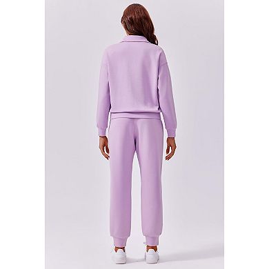 Pinspark Women's 2 Piece Long Sleeve Half Zip Lounge Set Tracksuit Fall Travel Outfit