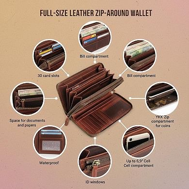 ZUQIETA Leather RFID Wallet Women Handcrafted Genuine Multiple Compartments Bifold