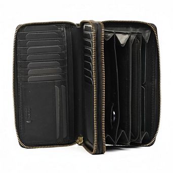 ZUQIETA Leather RFID Wallet Women Handcrafted Genuine Multiple Compartments Bifold