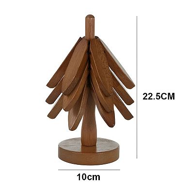 Tree Design Wooden Trivets - Heat Resistant 100% Bamboo Coasters for Hot Cups, Mugs, and Pots