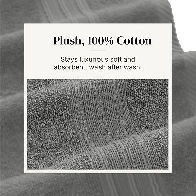 6 Piece Set, 2 Bath Towels, 2 Hand Towels, 2 Washcloths Yarn Dyed Jacquard/Solid Towel Set
