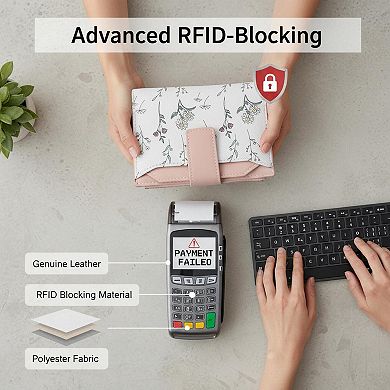 ZUQIETA Small Womens RFID Blocking Bifold Wallet Floral Pattern PU Leather Credit Card Purse