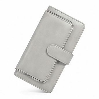 ZUQIETA RFID Blocking Vegan Leather Wristlet Wallet Credit Card Holder Clutch