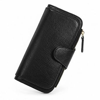 ZUQIETA RFID Blocking Vegan Leather Wristlet Wallet Credit Card Holder Clutch