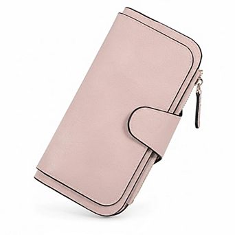 ZUQIETA RFID Blocking Vegan Leather Wristlet Wallet Credit Card Holder Clutch