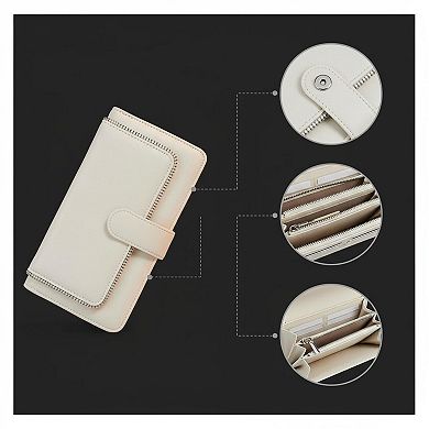 ZUQIETA RFID Blocking Vegan Leather Wristlet Wallet Credit Card Holder Clutch