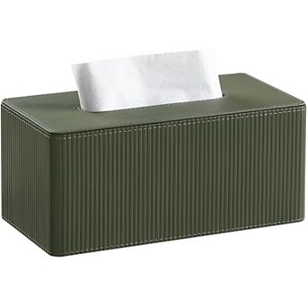 KSIZUIS PU Leather Rectangle Tissue Box Cover with Magnetic Closure-Green for Bathroom&Living Room