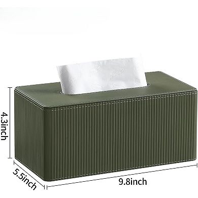 KSIZUIS PU Leather Rectangle Tissue Box Cover with Magnetic Closure-Green for Bathroom&Living Room