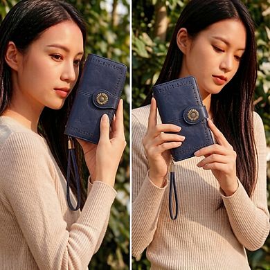 ZUQIETA Women Leather Wallet RFID Blocking Large Capacity Wristlet Card Holder