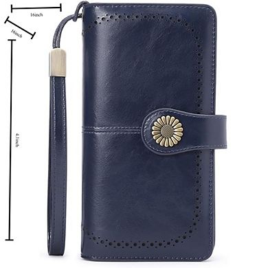 ZUQIETA Women Leather Wallet RFID Blocking Large Capacity Wristlet Card Holder