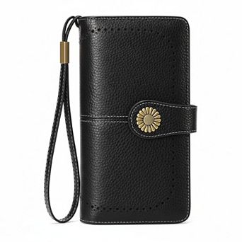 ZUQIETA Women Leather Wallet RFID Blocking Large Capacity Wristlet Card Holder