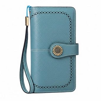 ZUQIETA Women Leather Wallet RFID Blocking Large Capacity Wristlet Card Holder