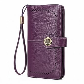ZUQIETA Women Leather Wallet RFID Blocking Large Capacity Wristlet Card Holder