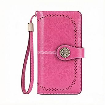 ZUQIETA Women Leather Wallet RFID Blocking Large Capacity Wristlet Card Holder