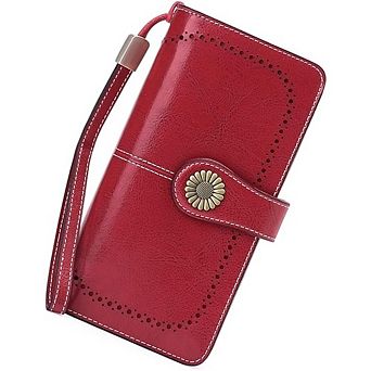 ZUQIETA Women Leather Wallet RFID Blocking Large Capacity Wristlet Card Holder