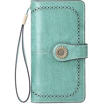 ZUQIETA Women Leather Wallet RFID Blocking Large Capacity Wristlet Card Holder
