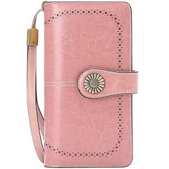 ZUQIETA Women Leather Wallet RFID Blocking Large Capacity Wristlet Card Holder