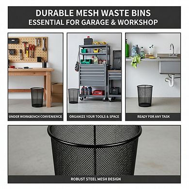 KSIZUIS Steel Mesh 2-Pack 6 Gallon Round Trash Can for Home, Office & Garage