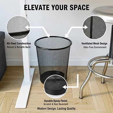 KSIZUIS Steel Mesh 2-Pack 6 Gallon Round Trash Can for Home, Office & Garage