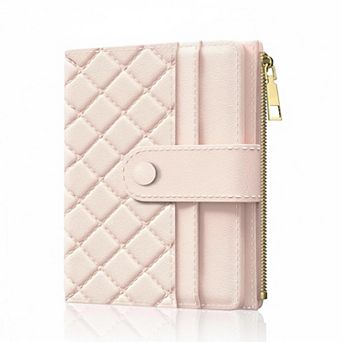 ZUQIETA RFID Slim Small Leather Wallet Credit Card Holder with ID Window & Zipper Pocket