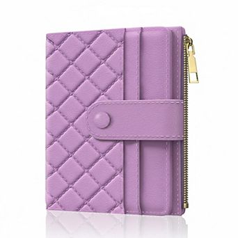ZUQIETA RFID Slim Small Leather Wallet Credit Card Holder with ID Window & Zipper Pocket