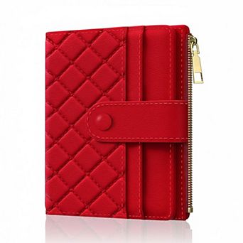 ZUQIETA RFID Slim Small Leather Wallet Credit Card Holder with ID Window & Zipper Pocket