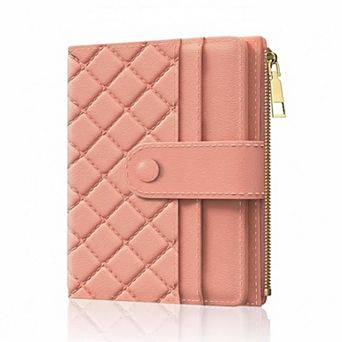 ZUQIETA RFID Slim Small Leather Wallet Credit Card Holder with ID Window & Zipper Pocket