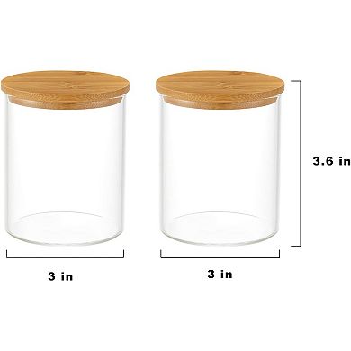 KSIZUIS 4-Pack Glass Apothecary Jars with Lids - Qtip, Cotton Ball & Pad Holders for Bathroom Vanity