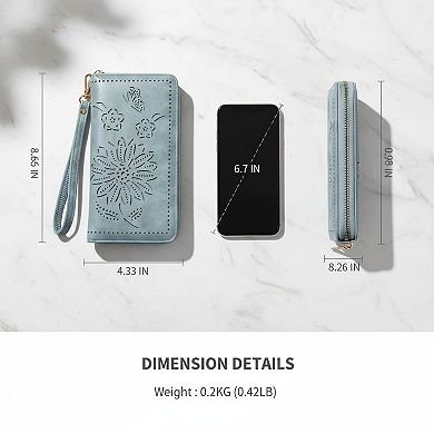 ZUQIETA RFID Sunflower Wristlet Wallet Women Large Capacity Phone Clutch