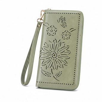 ZUQIETA RFID Sunflower Wristlet Wallet Women Large Capacity Phone Clutch