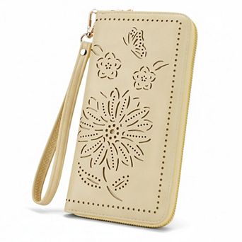 ZUQIETA RFID Sunflower Wristlet Wallet Women Large Capacity Phone Clutch
