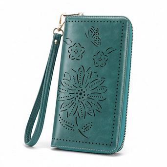 ZUQIETA RFID Sunflower Wristlet Wallet Women Large Capacity Phone Clutch