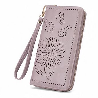 ZUQIETA RFID Sunflower Wristlet Wallet Women Large Capacity Phone Clutch