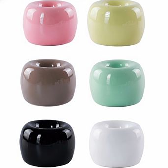 KSIZUIS Set of 6 Mini Ceramic Toothbrush Holders-Sleek Small Rings for Bathroom Vanity Countertops