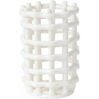 KSIZUIS Hollow Ceramic Porcelain Toothbrush Holder for Bathroom