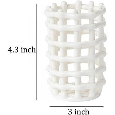 KSIZUIS Hollow Ceramic Porcelain Toothbrush Holder for Bathroom